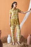 Buy_QALA CLOTHING_Yellow 100% Cotton Bloom Garden Collar Inaya Top With Pant _at_Aza_Fashions