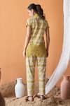Shop_QALA CLOTHING_Yellow 100% Cotton Bloom Garden Collar Inaya Top With Pant _at_Aza_Fashions