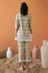 Shop_Qala Clothing_Green Cotton Tassels, Embroidery Round Neck Flora Schiffli Top And Pant Set _at_Aza_Fashions