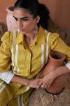 Shop_QALA CLOTHING_Yellow 100% Cotton Collar Ayla Flora Dress _Online_at_Aza_Fashions