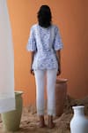 Shop_QALA CLOTHING_Ivory 100% Cotton Flora Boat Neck Kimaya Top With Pant _at_Aza_Fashions