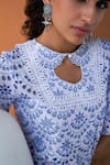 QALA CLOTHING_Ivory 100% Cotton Flora Boat Neck Kimaya Top With Pant _Online_at_Aza_Fashions