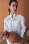 Buy_QALA CLOTHING_Ivory 100% Cotton Flora Collar Diana Shirt With Pant _Online_at_Aza_Fashions