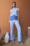 Buy_QALA CLOTHING_Blue 100% Cotton Viviana Petunia Embroidered Top With Pant _at_Aza_Fashions