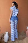 Shop_QALA CLOTHING_Blue 100% Cotton Viviana Petunia Embroidered Top With Pant _at_Aza_Fashions