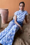 Shop_QALA CLOTHING_Blue 100% Cotton Viviana Petunia Embroidered Top With Pant _Online_at_Aza_Fashions