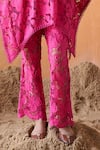 QALA CLOTHING_Pink 100% Cotton Flora V Neck Serena Kaftan Top With Pant _Online_at_Aza_Fashions