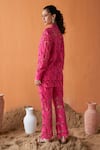 Shop_QALA CLOTHING_Pink 100% Cotton Floral Stand Collar Raya Shirt With Pant _at_Aza_Fashions