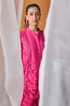 Buy_QALA CLOTHING_Pink 100% Cotton Floral Stand Collar Raya Shirt With Pant _Online_at_Aza_Fashions