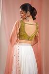 Shop_Krina Patel_White Silk, Net, Linen, Satin Waistband Embroidered Pleated Lehenga Blouse Set_at_Aza_Fashions