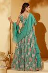 Shop_Suruchi Parakh_Green Georgette, Organza Embroidery, Zari Asymmetric Zardozi Work Lehenga Set _at_Aza_Fashions