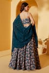 Shop_Suruchi Parakh_Blue Georgette, Satin, Organza Sequins Sweetheart Floret Pattern Lehenga Set _at_Aza_Fashions