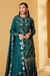 Buy_Suruchi Parakh_Green Georgette Crepe Embroidered Sequin Round Stripe Work Lehenga Set _Online_at_Aza_Fashions