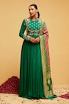 Buy Suruchi Parakh Green Georgette Embroidery, Zari High Neck Floral Anarkali With Dupatta at Aza Fashions Buy_Suruchi Parakh_Green Georgette Embroidery, Zari High Neck Floral Anarkali With Dupatta _at_Aza_Fashions