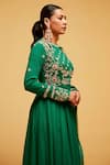 Buy Suruchi Parakh Green Georgette Embroidery, Zari High Neck Floral Anarkali With Dupatta Online at Aza Fashions Buy_Suruchi Parakh_Green Georgette Embroidery, Zari High Neck Floral Anarkali With Dupatta _Online_at_Aza_Fashions