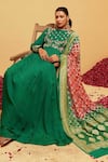 Shop Suruchi Parakh Green Georgette Embroidery, Zari High Neck Floral Anarkali With Dupatta Online at Aza Fashions Shop_Suruchi Parakh_Green Georgette Embroidery, Zari High Neck Floral Anarkali With Dupatta _Online_at_Aza_Fashions