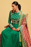 Suruchi Parakh Green Georgette Embroidery, Zari High Neck Floral Anarkali With Dupatta at Aza Fashions Suruchi Parakh_Green Georgette Embroidery, Zari High Neck Floral Anarkali With Dupatta _at_Aza_Fashions