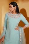 Buy_Suruchi Parakh_Blue Georgette Crepe Embroidered Floral Round Kurta Sharara Set _Online_at_Aza_Fashions