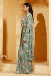 Suruchi Parakh_Green Georgette, Crepe Embroidery, Floral Print Pre-draped Saree With Blouse _Online_at_Aza_Fashions
