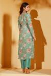 Shop_Suruchi Parakh_Green Georgette, Crepe Round Neck Floral Bloom Print Tunic With Pant _at_Aza_Fashions
