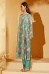 Buy_Suruchi Parakh_Green Georgette, Crepe Round Neck Floral Bloom Print Tunic With Pant _Online_at_Aza_Fashions