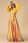 Ikha Couture_Multi Color Georgette Tie-dyed And Embroidered Abstract Lehenga & Blouse Set _Online_at_Aza_Fashions