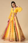 Buy_Ikha Couture_Multi Color Georgette Tie-dyed And Embroidered Abstract Lehenga & Blouse Set _at_Aza_Fashions