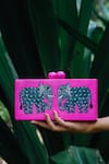 Buy_Riti_Pink Hand Painted Haathi Wood Clutch _at_Aza_Fashions