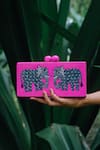 Buy_Riti_Pink Hand Painted Haathi Wood Clutch _Online_at_Aza_Fashions