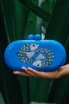 Buy_Riti_Blue Hand Painted Machlee Wood Clutch _at_Aza_Fashions