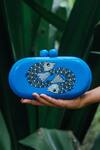 Riti_Blue Hand Painted Machlee Wood Clutch _Online