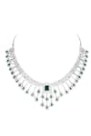 Shop_Auraa Trends_Green American Diamond Zircon Embellished Drop Pattern Necklace Set_Online_at_Aza_Fashions