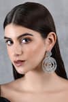 Buy_Auraa Trends_White Zari, Diamonds Zircon Embellished Multi Circular Earrings _at_Aza_Fashions