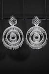Shop_Auraa Trends_White Zari, Diamonds Zircon Embellished Multi Circular Earrings _at_Aza_Fashions
