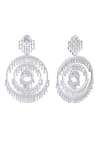 Buy_Auraa Trends_White Zari, Diamonds Zircon Embellished Multi Circular Earrings _Online_at_Aza_Fashions
