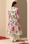 Shop_Pomcha Jaipur_White Georgette, Cotton Embroidery Gul Gulistan Floral Pattern Anarkali Pant Set _at_Aza_Fashions