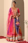 Buy_POMCHA JAIPUR_Multi Color Lehenga And Blouse Organza V Neck Gul Rangriti Set_at_Aza_Fashions
