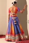 POMCHA JAIPUR_Multi Color Lehenga And Blouse Organza V Neck Gul Rangriti Set_Online_at_Aza_Fashions