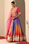Shop_POMCHA JAIPUR_Multi Color Lehenga And Blouse Organza V Neck Gul Rangriti Set_Online_at_Aza_Fashions