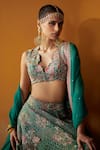 Buy_Mrunalini Rao_Green Lehenga And Blouse Raw Silk Embroidery Mudra Bridal Set 