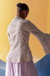Shop_Mrunalini Rao_Purple Silk Zari, Pearls, Sequins, Embroidery Chaya Raw Jacket With Palazzo _at_Aza_Fashions