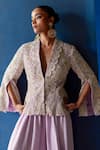 Mrunalini Rao_Purple Silk Zari, Pearls, Sequins, Embroidery Chaya Raw Jacket With Palazzo _Online_at_Aza_Fashions