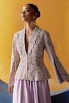Mrunalini Rao_Purple Silk Zari, Pearls, Sequins, Embroidery Chaya Raw Jacket With Palazzo _at_Aza_Fashions