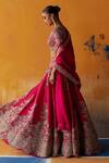Shop_Mrunalini Rao_Pink Silk Sequins, Embroidery V-neck Vanya Bridal Lehenga Set _at_Aza_Fashions