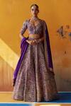 Buy_Mrunalini Rao_Purple Blouse And Lehenga Raw Silk Embroidery Aindri Bridal Set  _at_Aza_Fashions