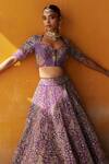 Shop_Mrunalini Rao_Purple Blouse And Lehenga Raw Silk Embroidery Aindri Bridal Set  _at_Aza_Fashions