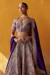 Mrunalini Rao_Purple Blouse And Lehenga Raw Silk Embroidery Aindri Bridal Set  _Online_at_Aza_Fashions