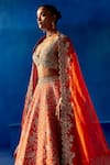 Mrunalini Rao_Orange Raw Silk Embroidered Zardozi And Sahara Bridal Lehenga Set  _Online_at_Aza_Fashions