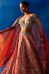 Buy_Mrunalini Rao_Orange Raw Silk Embroidered Zardozi And Sahara Bridal Lehenga Set  _Online_at_Aza_Fashions