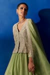 Shop_Mrunalini Rao_Green Anokhi Zardozi Embroidered Lehenga Jacket Set _at_Aza_Fashions